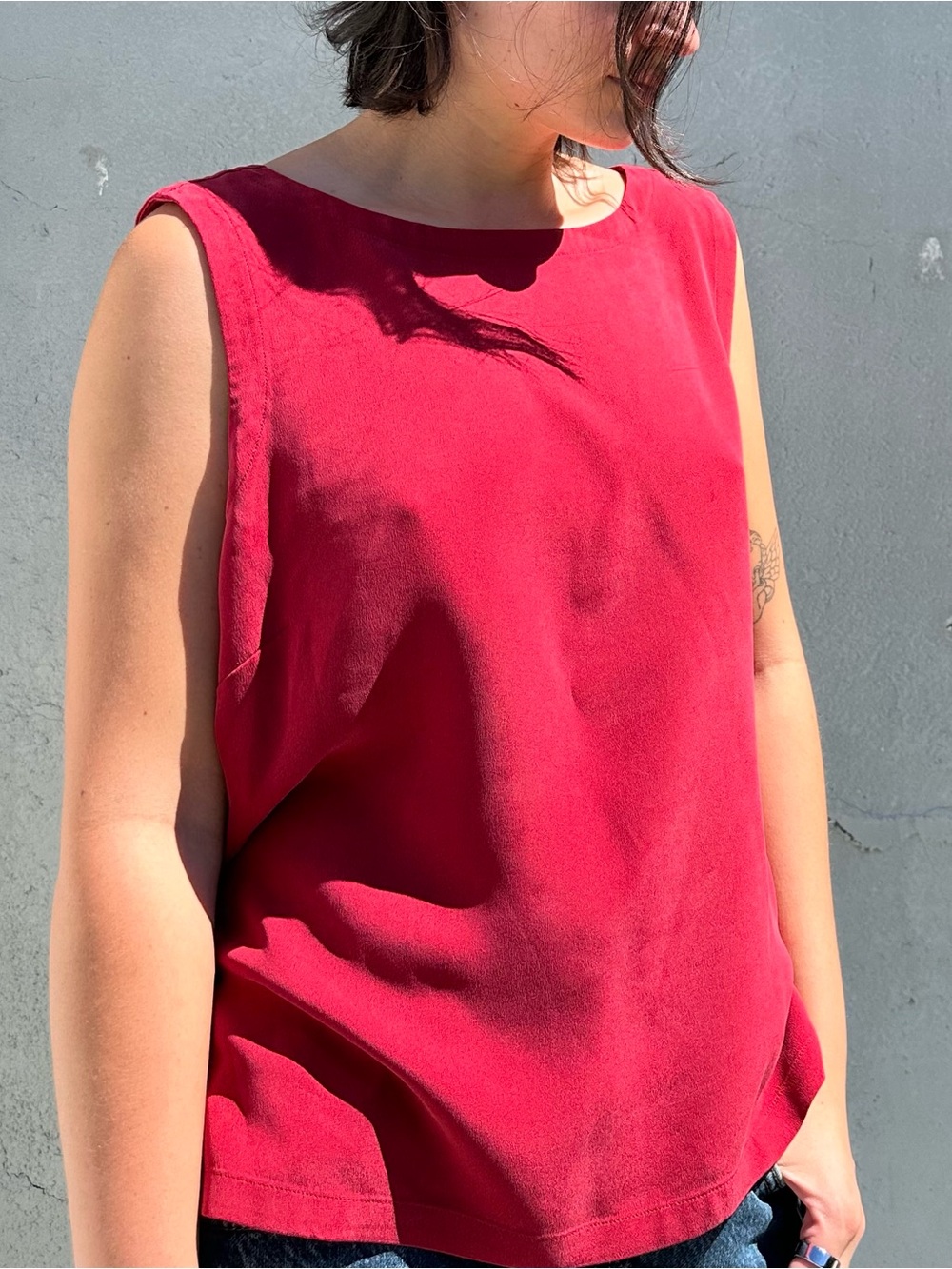 Caslon Red 100% Silk Tank Top in XL